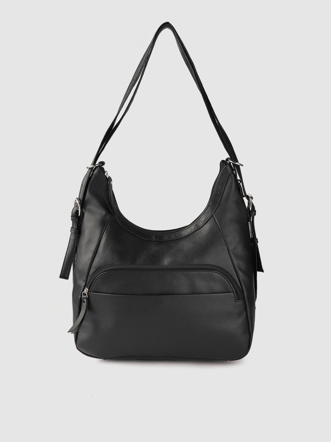 

The Roadster Lifestyle Co Black Solid Structured Hobo Bag