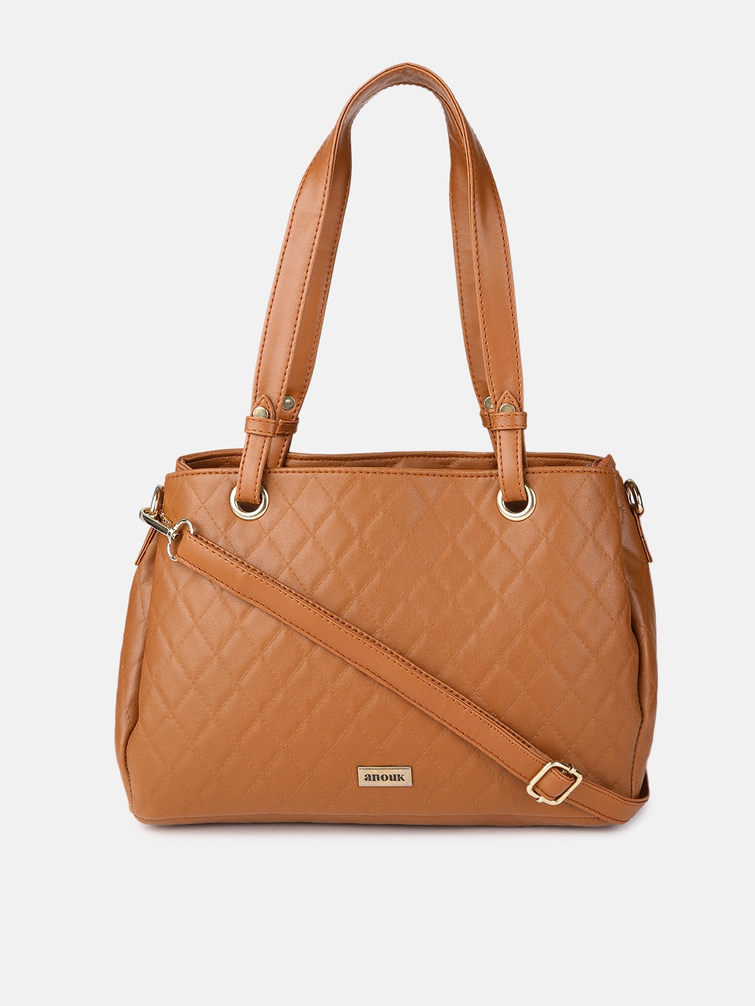 

Anouk Tan Brown Structured Shoulder Bag with Quilted