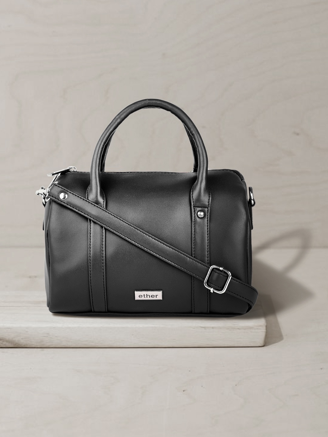 

ether Black Structured Handheld Bag