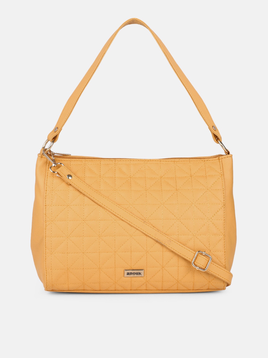 

Anouk Mustard Yellow Textured Structured Handheld Bag