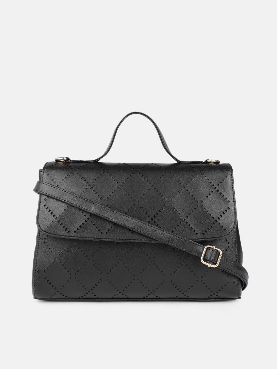 

Anouk Black Textured Structured Satchel