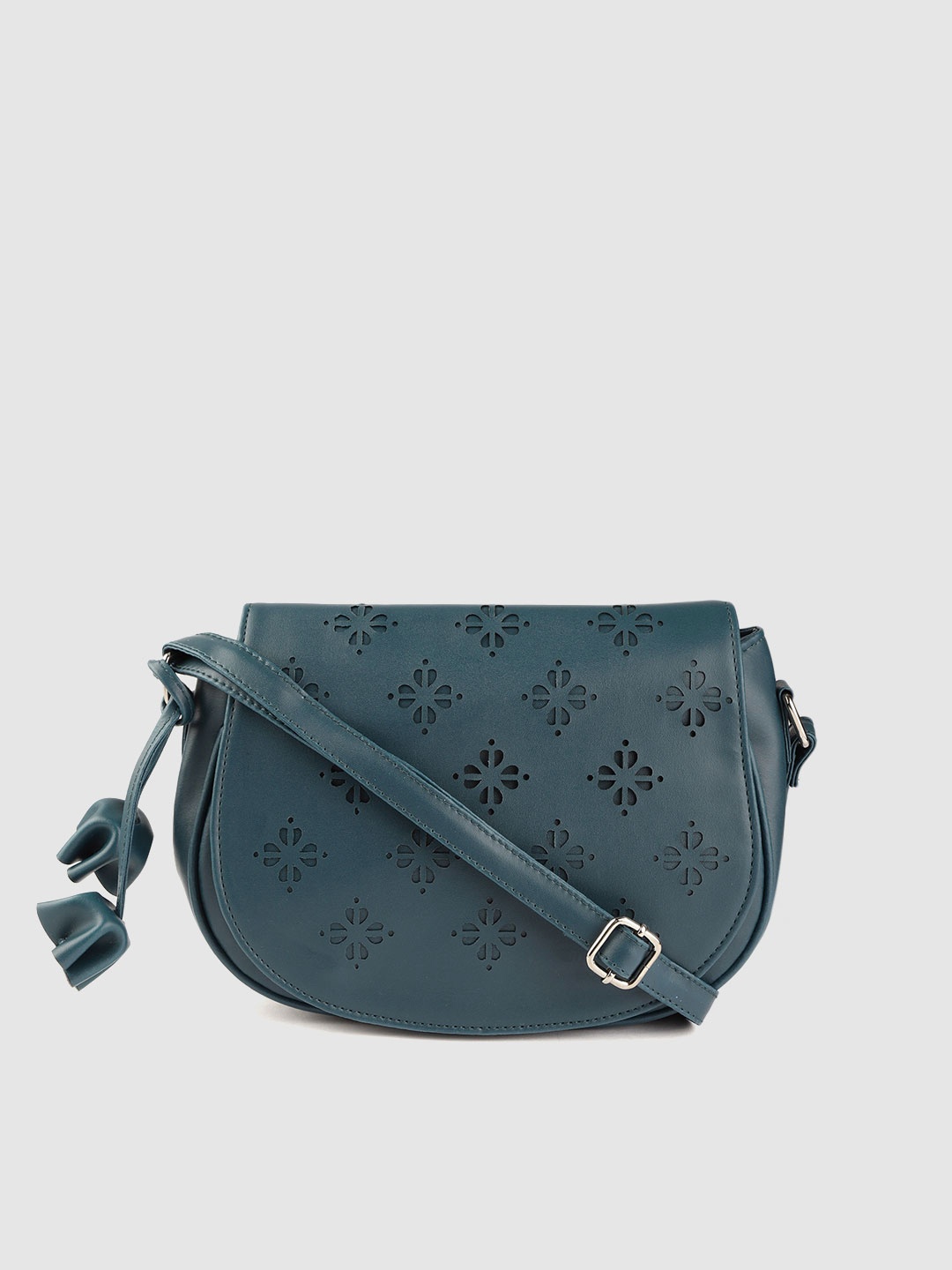 

Anouk Teal Green Laser Cut Sling Bag
