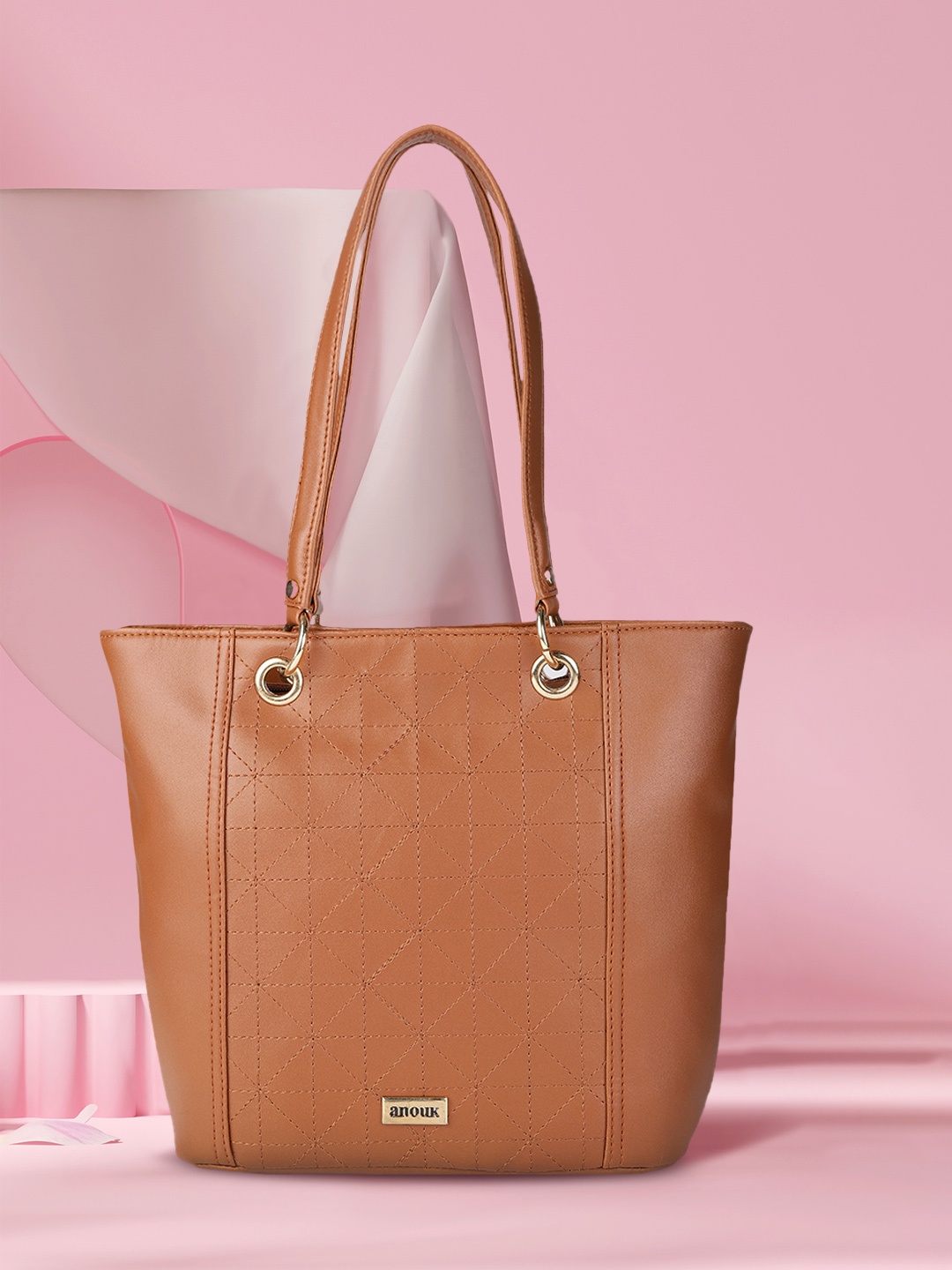 

Anouk Tan Brown Structured Shoulder Bag