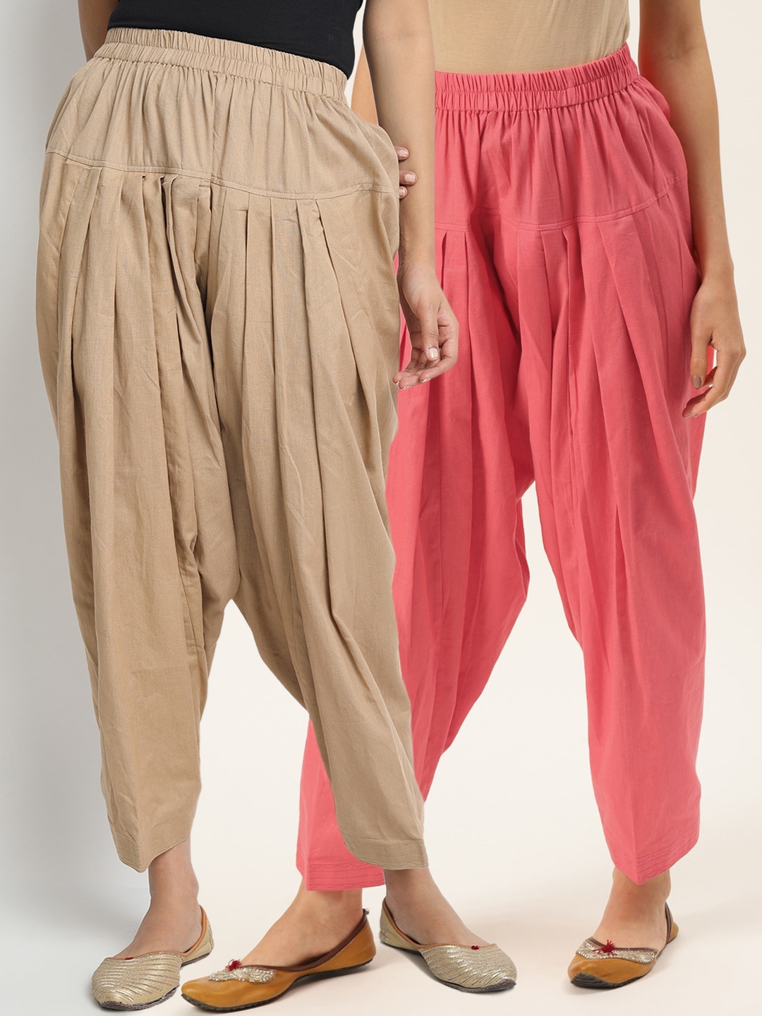 

Molcha Women Pack Of 2 Pure Cotton Salwars, Beige