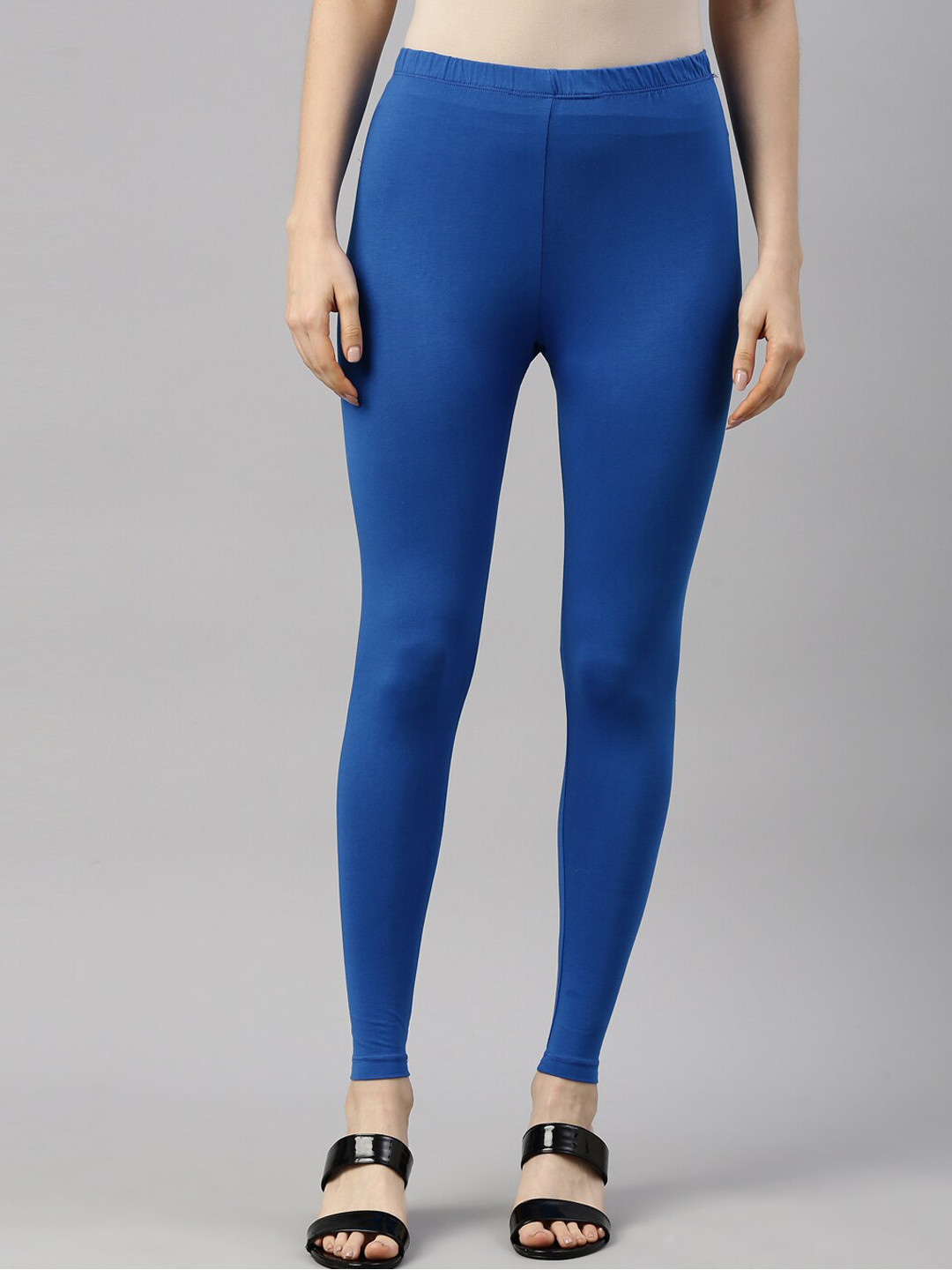 

GOLDSTROMS Women Blue Solid Cotton Ankle Length Leggings
