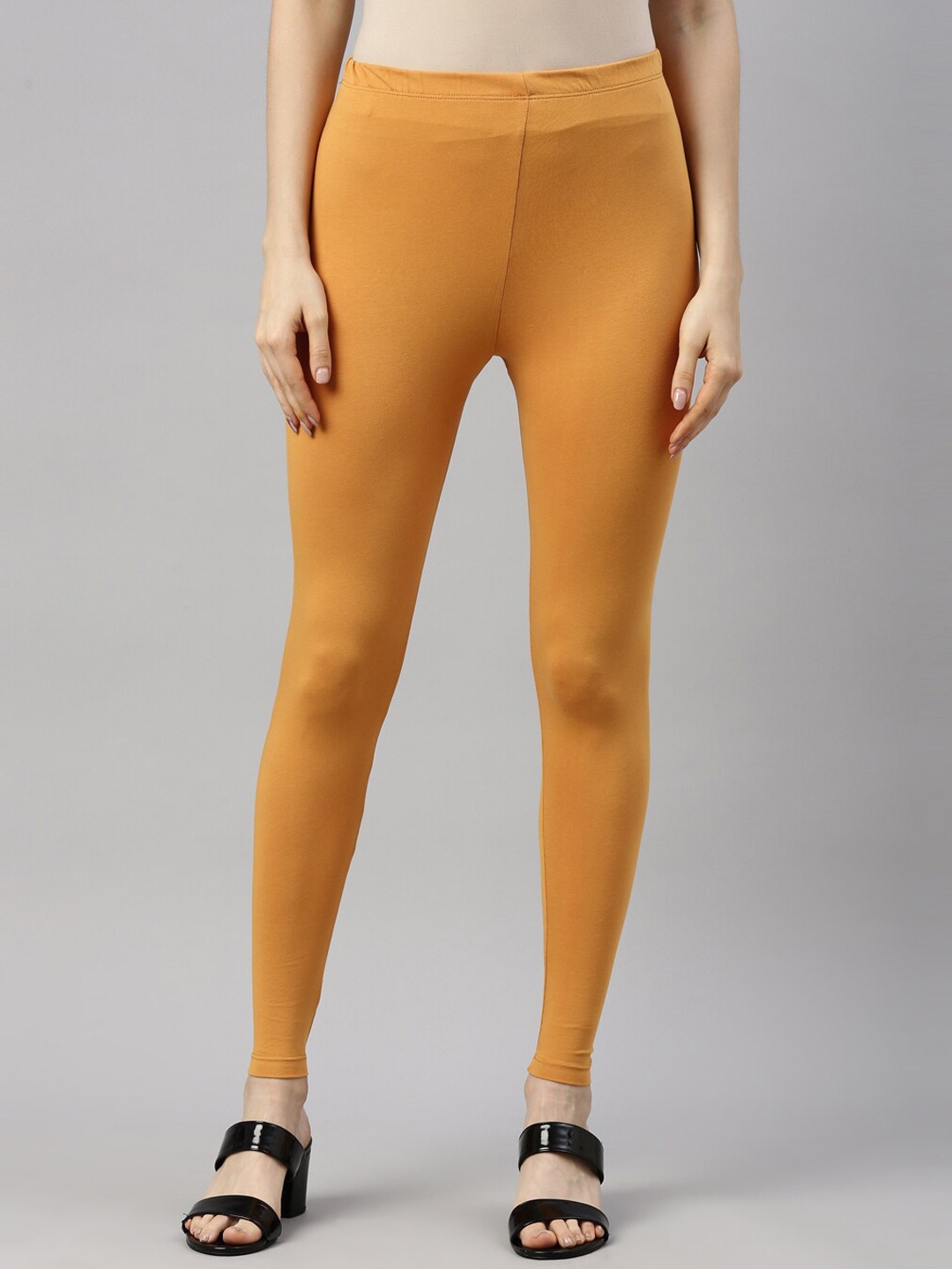 

GOLDSTROMS Women Mustard Solid Ankle-Length Cotton Leggings
