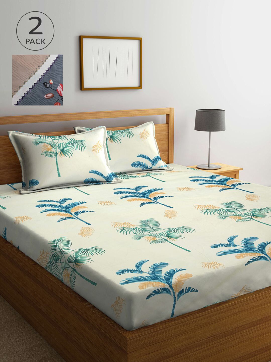

KLOTTHE Pack Of 2 210 TC Cotton 2 King Bedsheet with 4 Pillow Covers, Multi