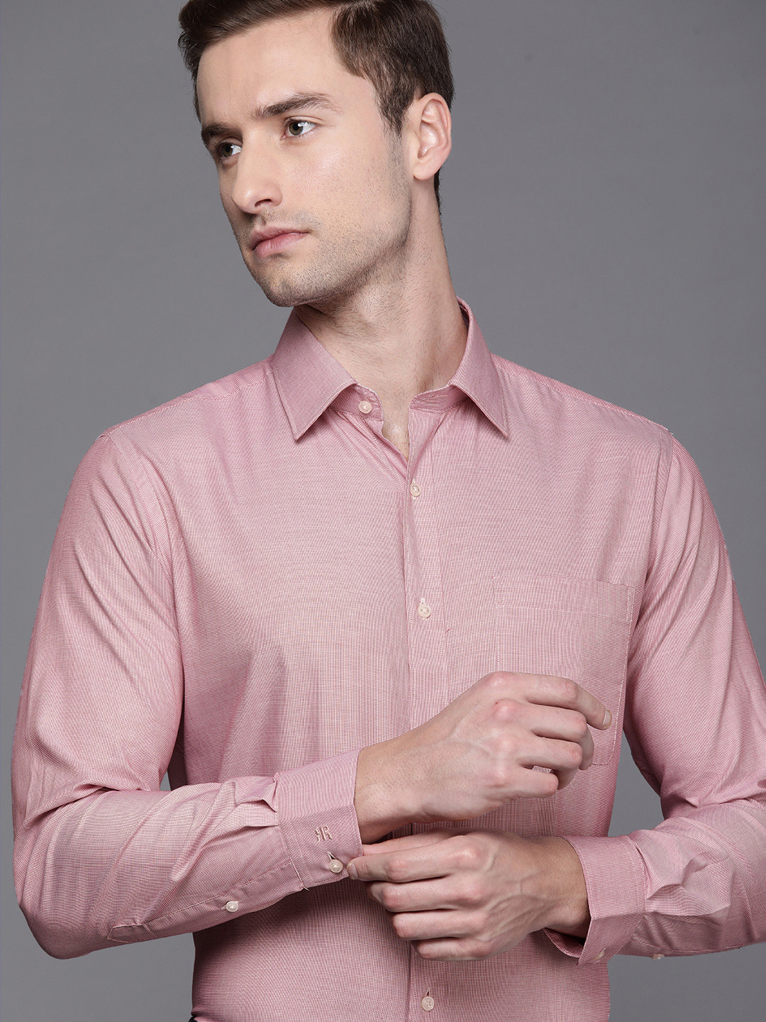 

Raymond Men Pink Slim Fit Solid Pure Cotton Formal Shirt