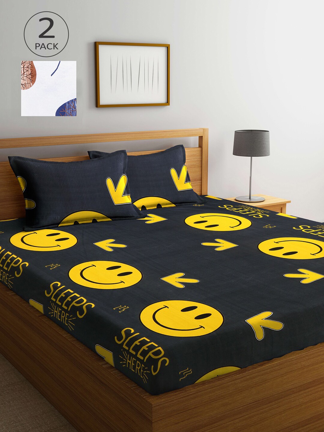 

KLOTTHE Pack Of 2 210 TC Cotton 2 King Bedsheet with 4 Pillow Covers, Multi
