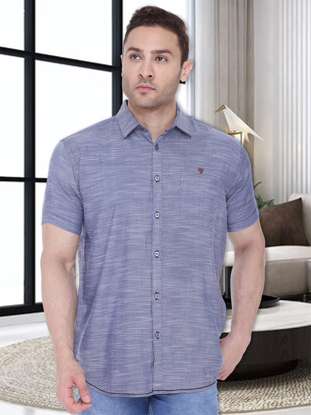 

Kuons Avenue Men Navy Blue Smart Slim Fit Opaque Casual Shirt
