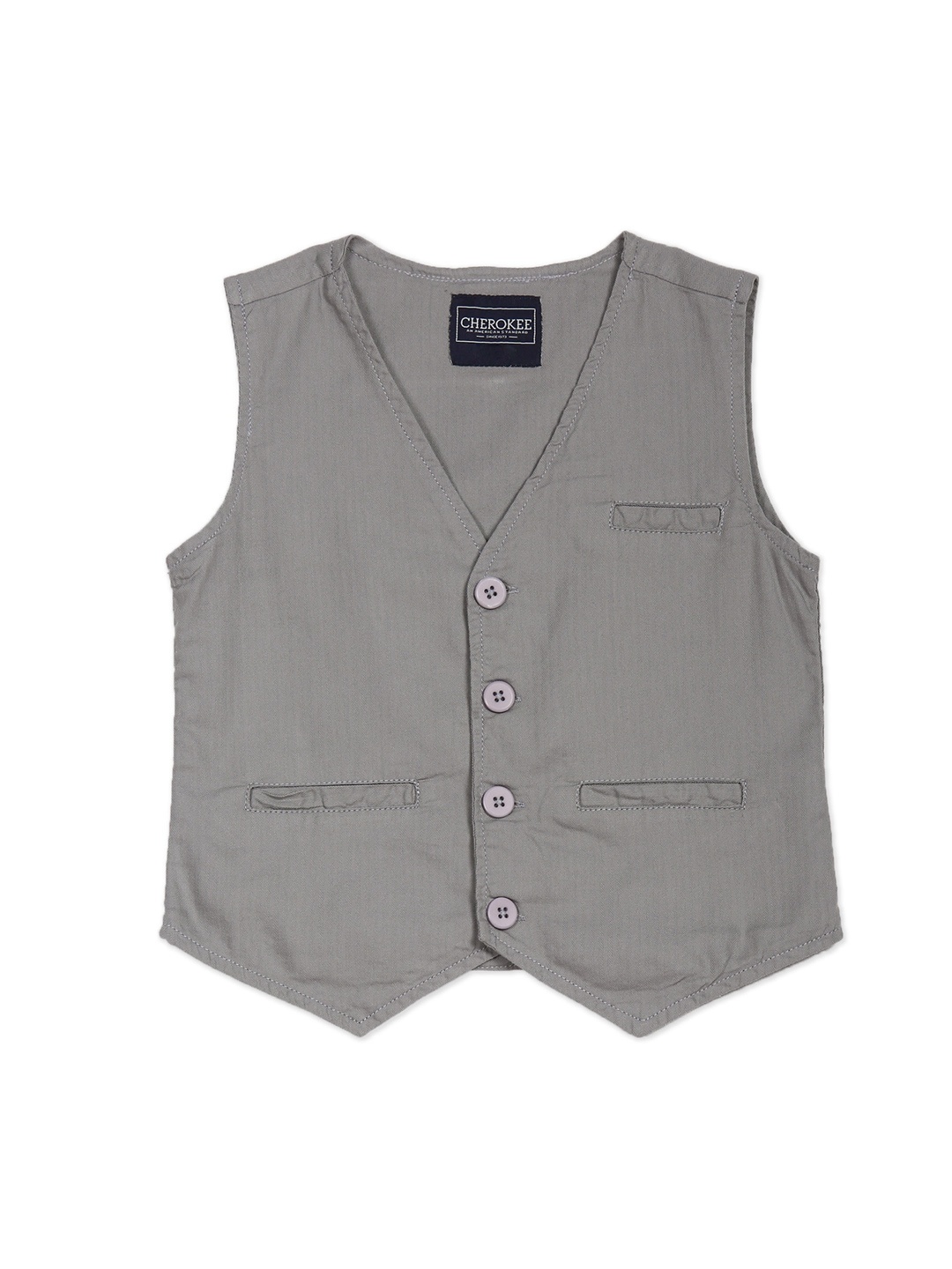 

Cherokee Boys Grey Solid Woven Design Cotton Waistcoat