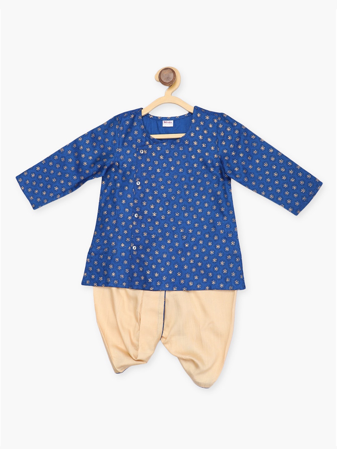 

Fabindia Boys Navy Blue & Cream-Coloured Printed Regular Kurta with Dhoti Pants