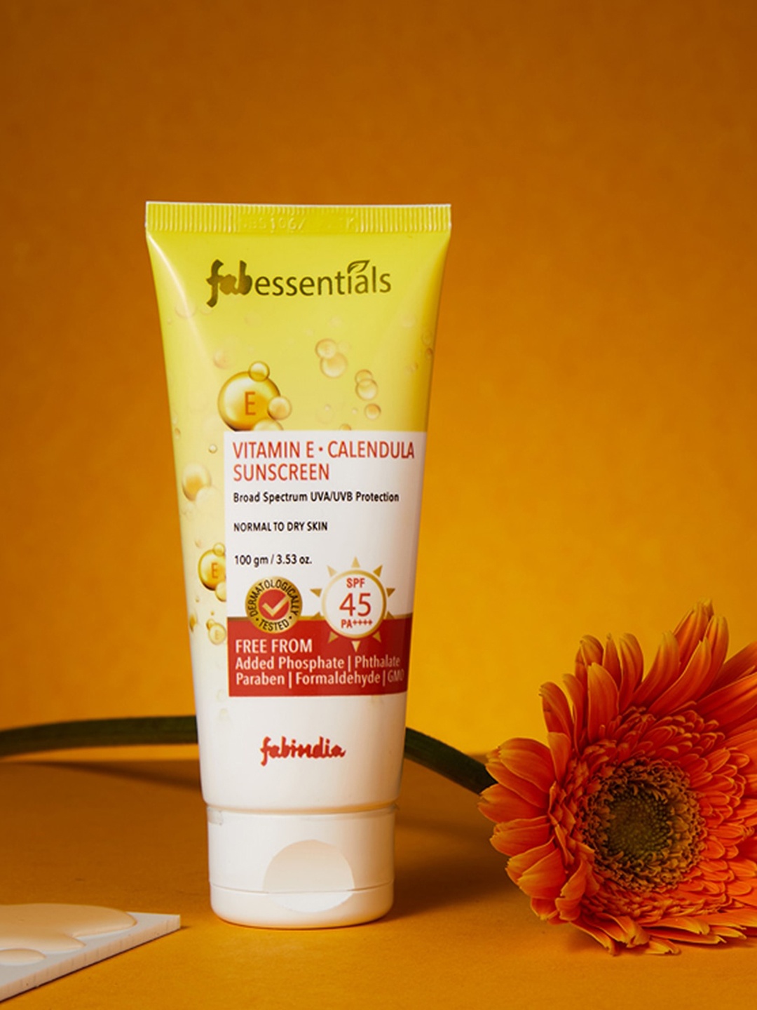 

fabessential Vitamin E SPF 45 Sunscreen Lotion 100ml, Yellow