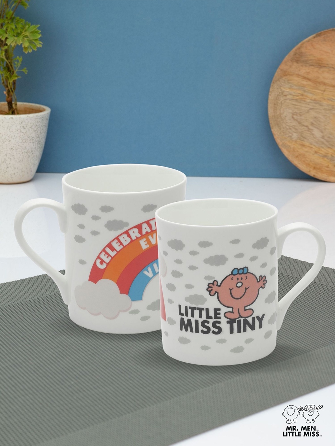 

CLAY CRAFT White & Red Text or Slogans Printed Ceramic Glossy Mugs Set of Cups and Mugs