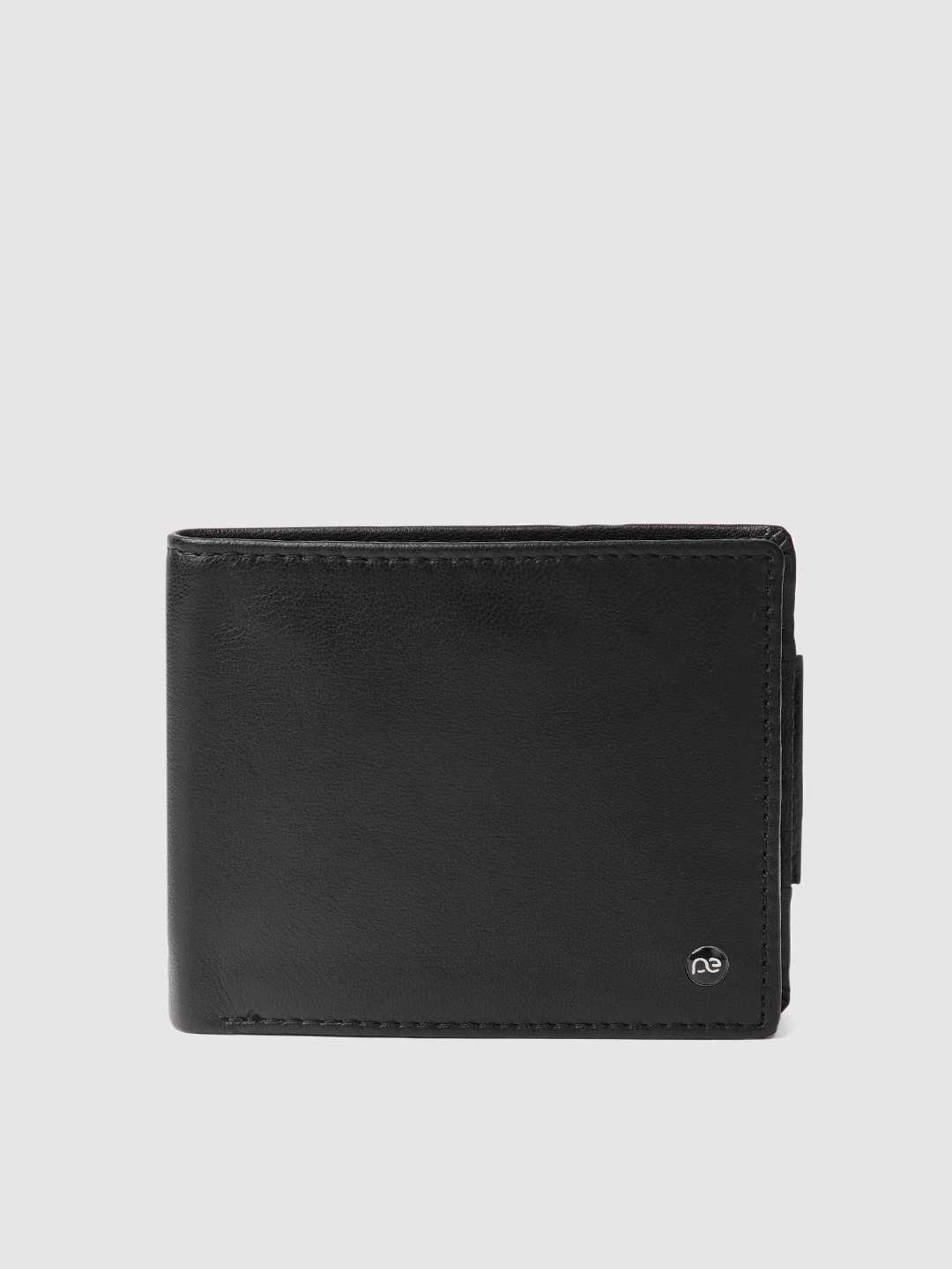 

Peter England Men Solid Leather Two Fold Wallet, Black