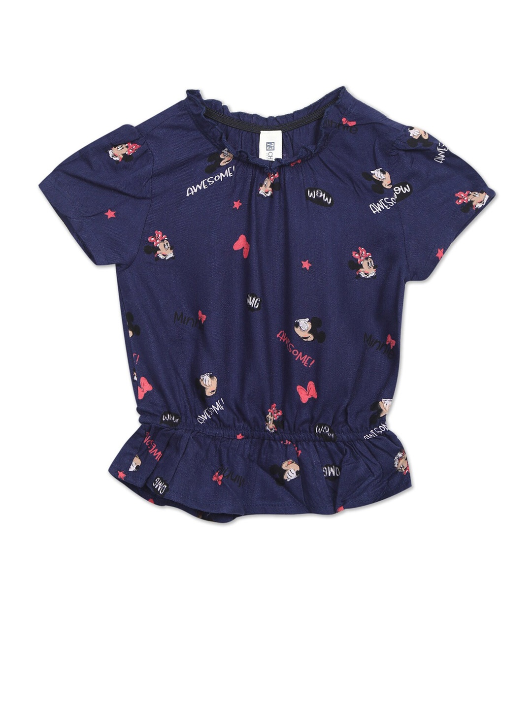 

Colt Girls Blue Mickey & Minnie Mouse Cinched Waist Top