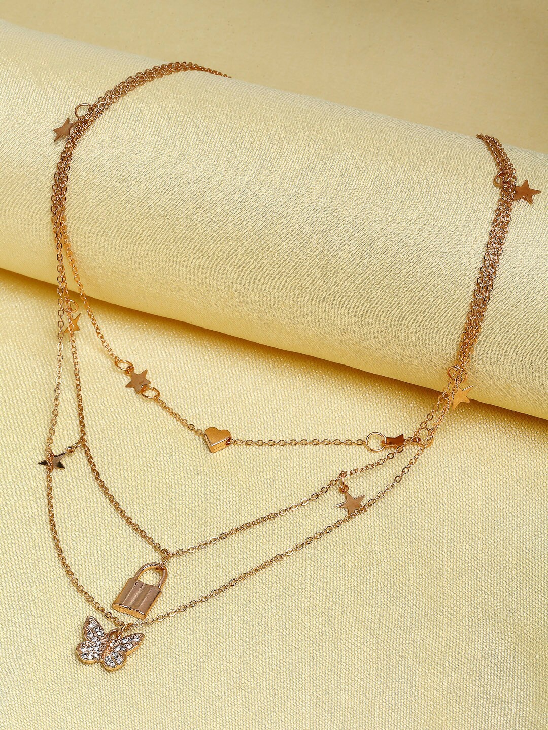 

Ferosh Gold-Plated Butterfly Lock Layered Necklace
