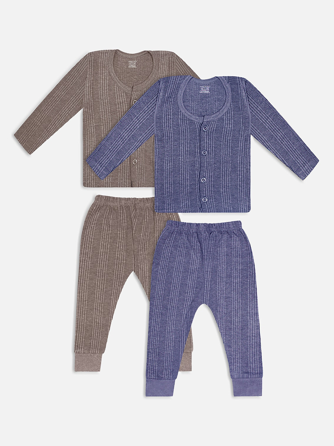 

Trampoline Infant Kids Pack Of 2 Striped Thermal Set, Brown