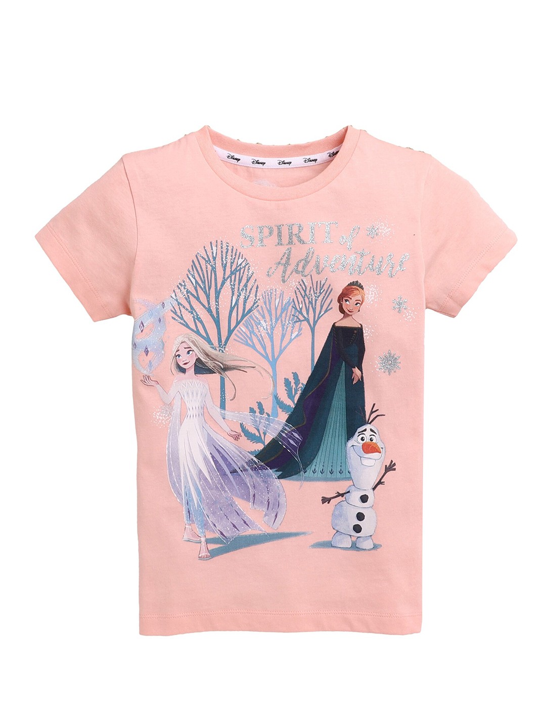 

KINSEY Girls Pink Frozen Printed Bio Finish T-shirt