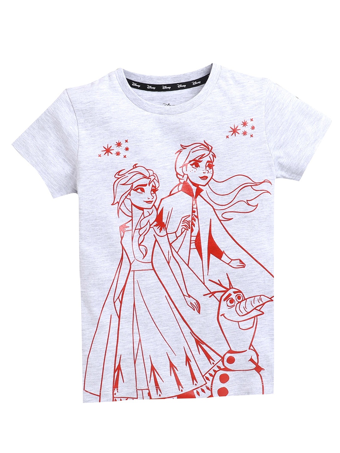 

KINSEY Girls Grey Melange Frozen Printed Bio Wash T-shirt