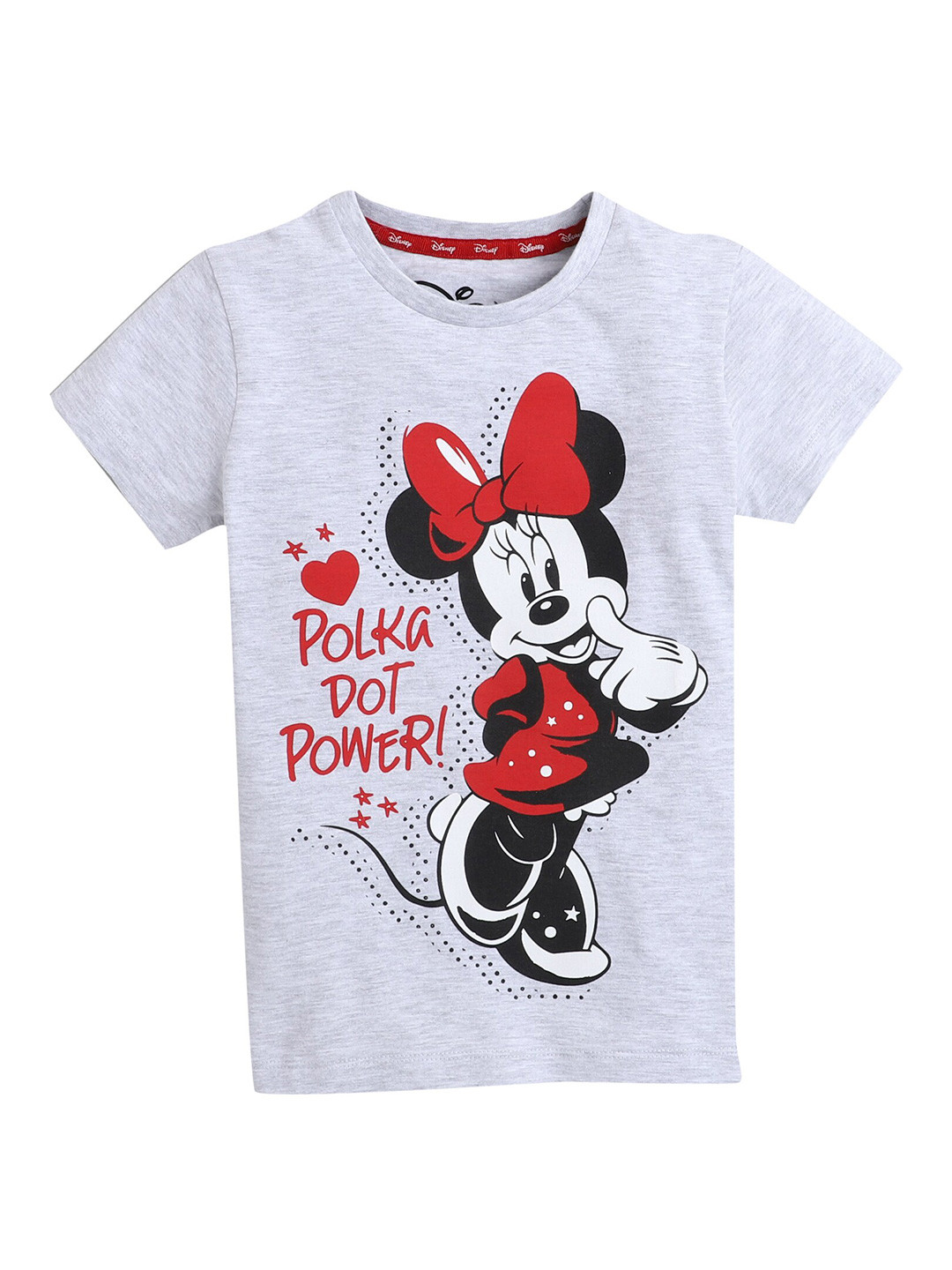 

KINSEY Girls Grey Melange Minnie Mouse Printed Bio Finish Applique T-shirt