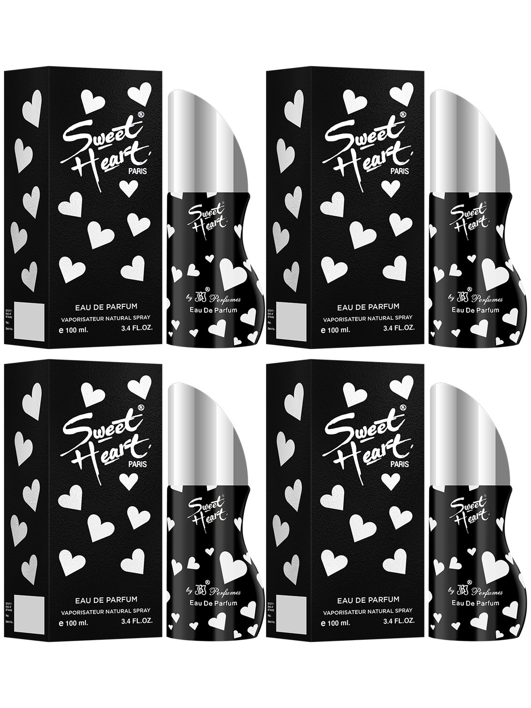 

Sweetheart Set of 4 Black Long Lasting Eau De Perfumes 100ml