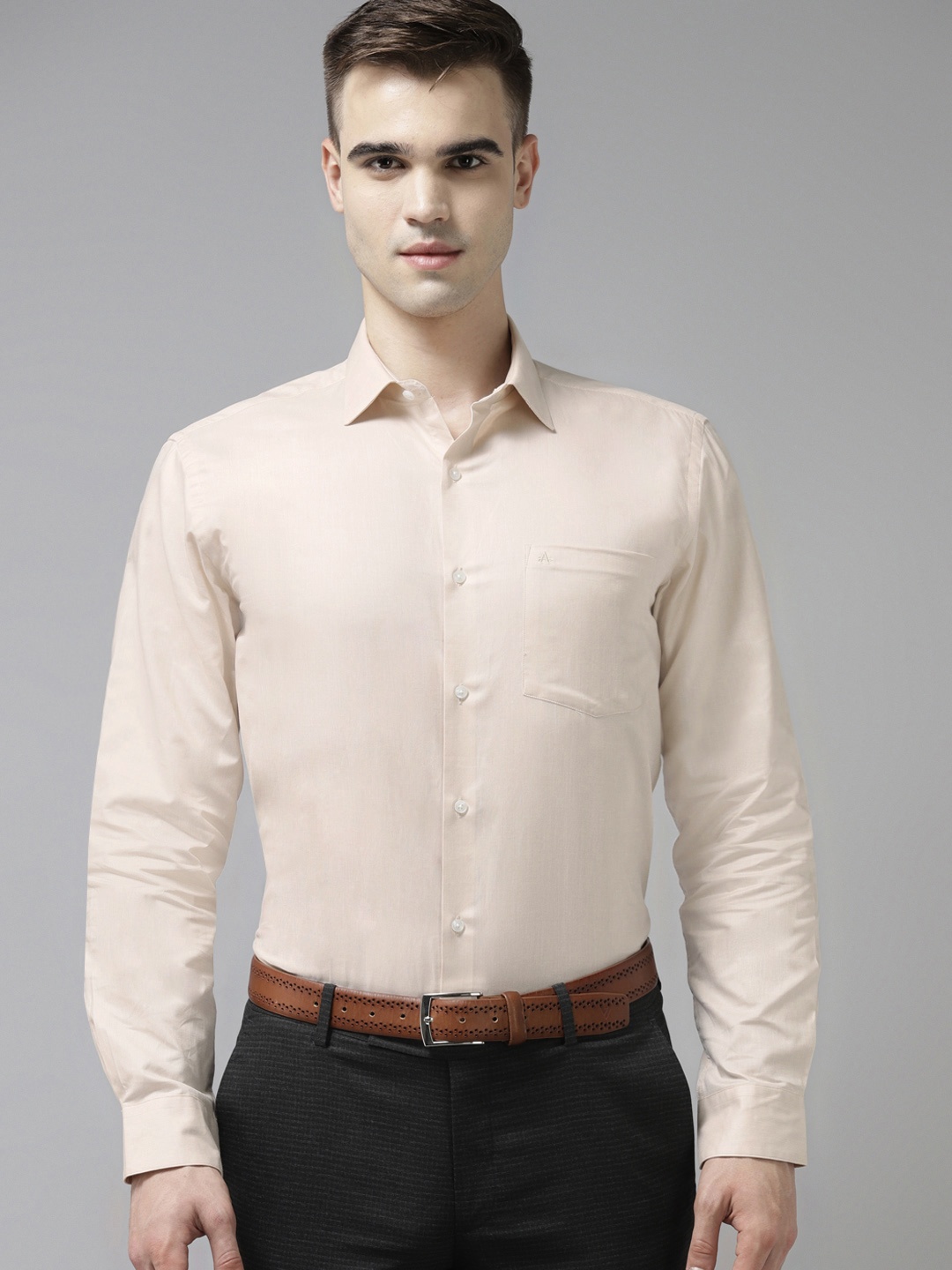 

Arrow Men Cream-Coloured Pure Cotton Solid Formal Shirt