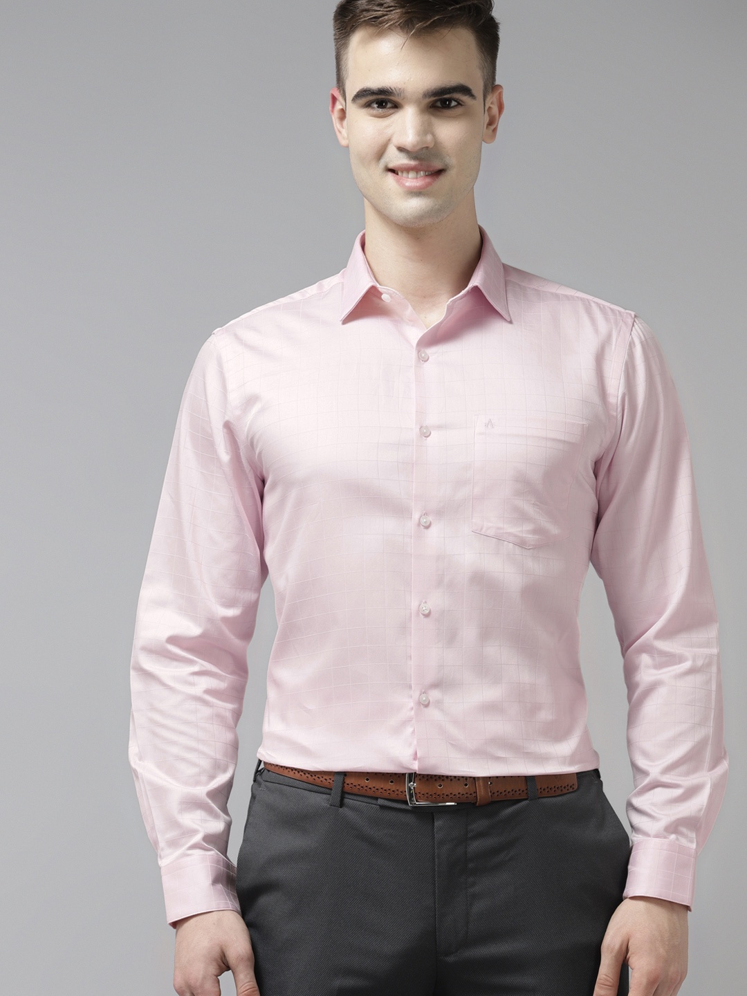 

Arrow Men Pink Pure Cotton Checked Formal Shirt