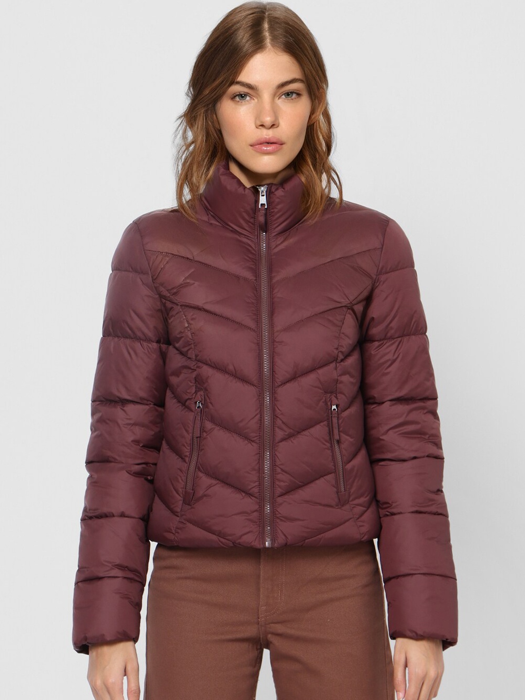 

ONLY Women Maroon Puffer Jacket