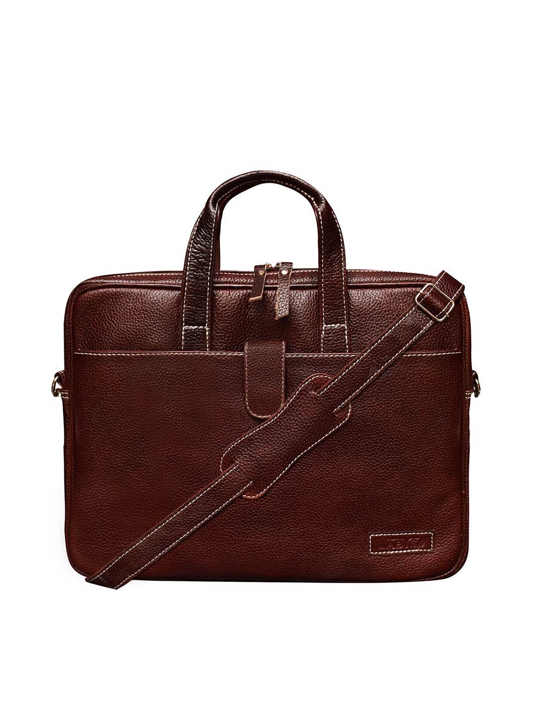 

ABYS Unisex Brown Textured Leather Laptop Bag