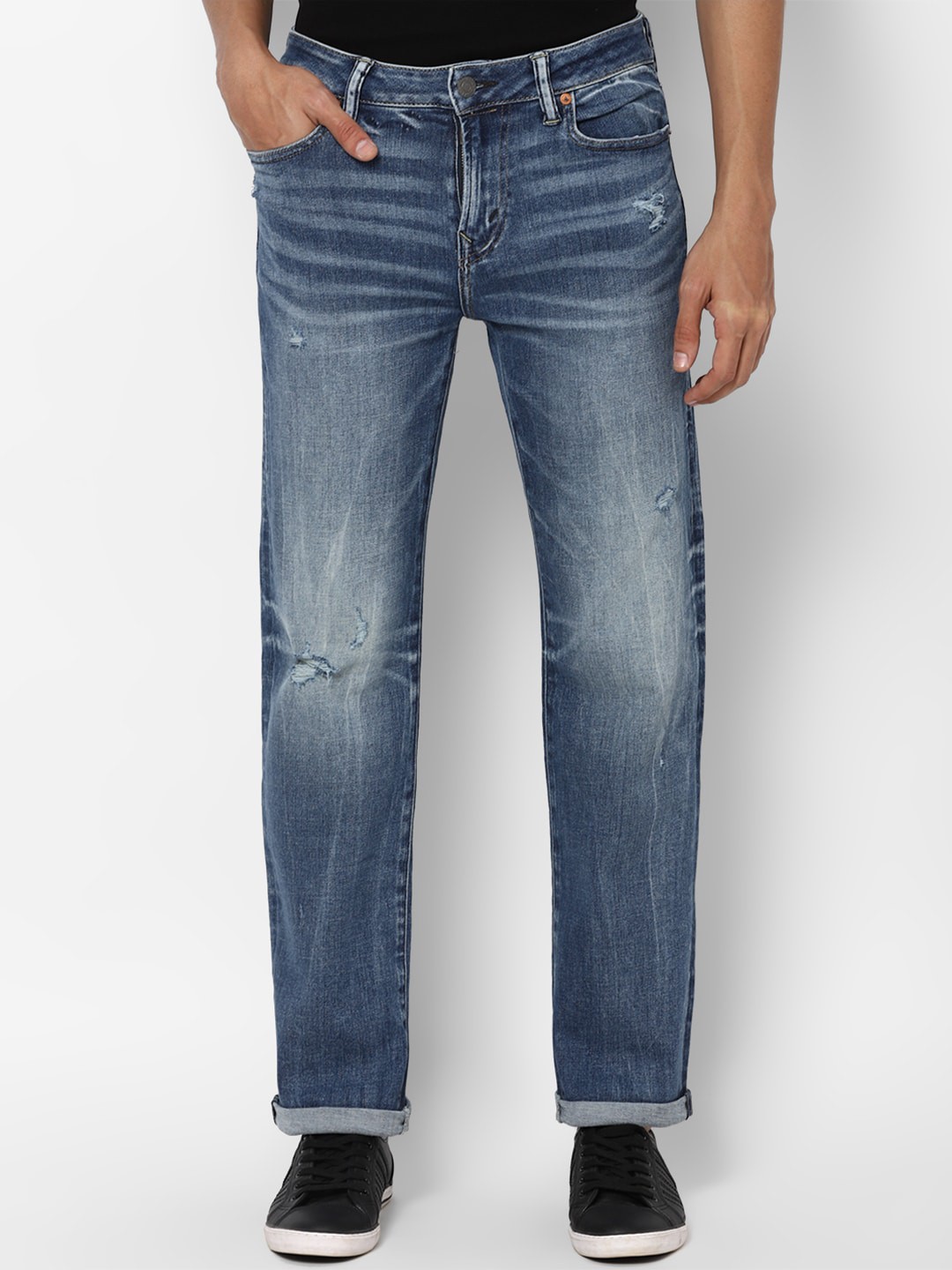 

AMERICAN EAGLE OUTFITTERS Men Blue Mildly Distressed Heavy Fade Jeans