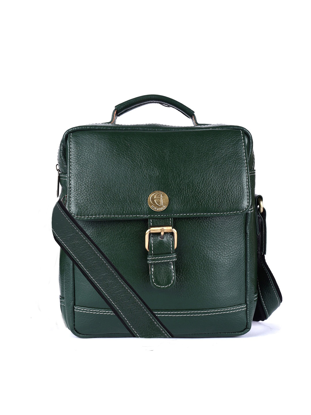 

HiLEDER Unisex Green Textured Messenger Bag