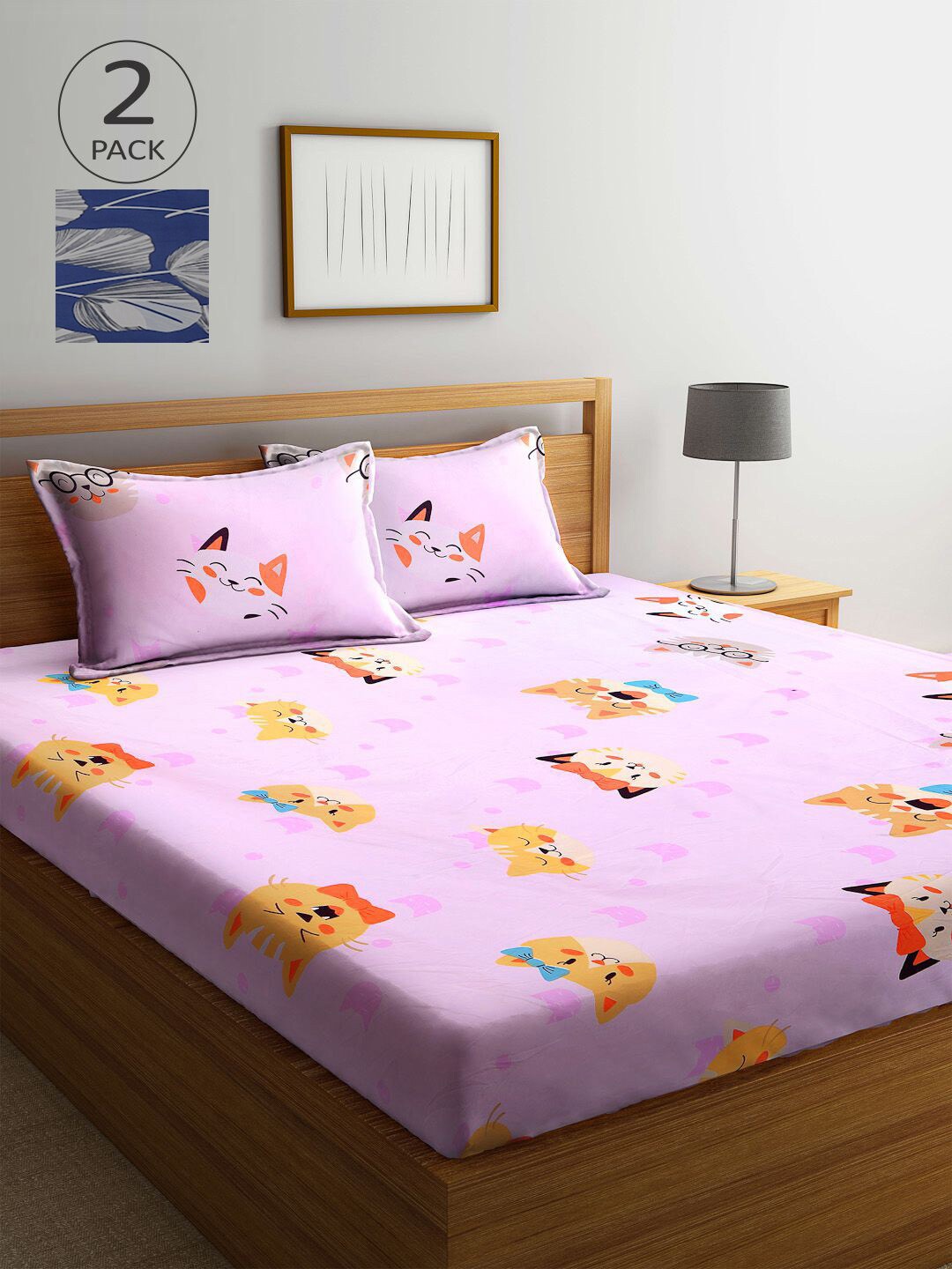 

KLOTTHE Multicoloured Printed 210 TC 2 King Bedsheet with 4 Pillow Covers, Multi