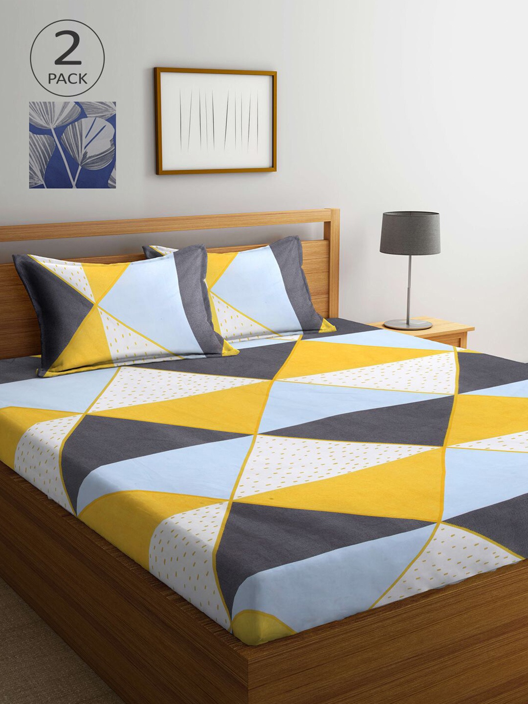 

KLOTTHE Pack Of 2 210 TC Cotton 2 King Bedsheet with 4 Pillow Covers, Multi