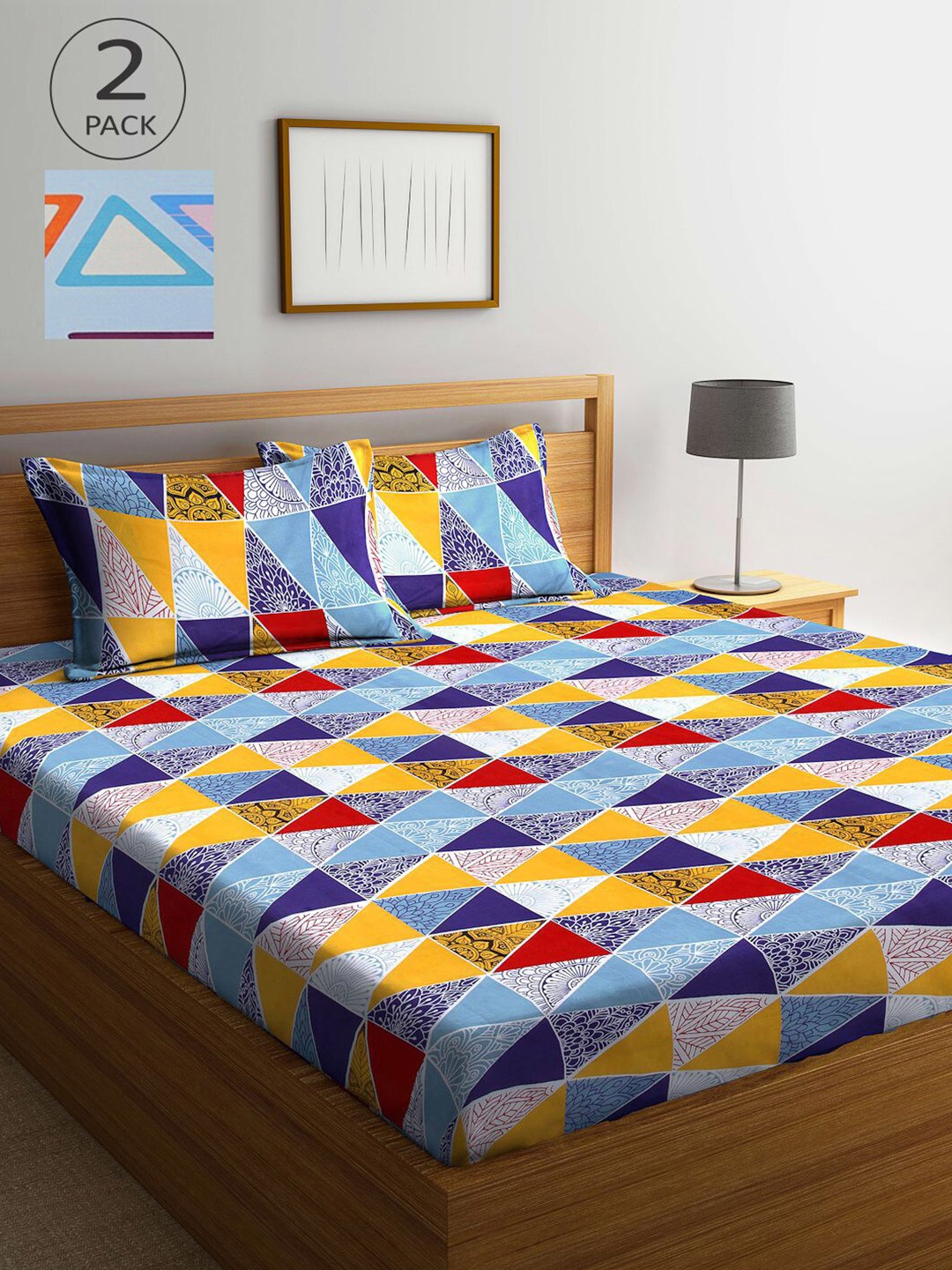 

KLOTTHE Multicoloured Printed 210 TC 2 King Bedsheet with 4 Pillow Covers, Multi