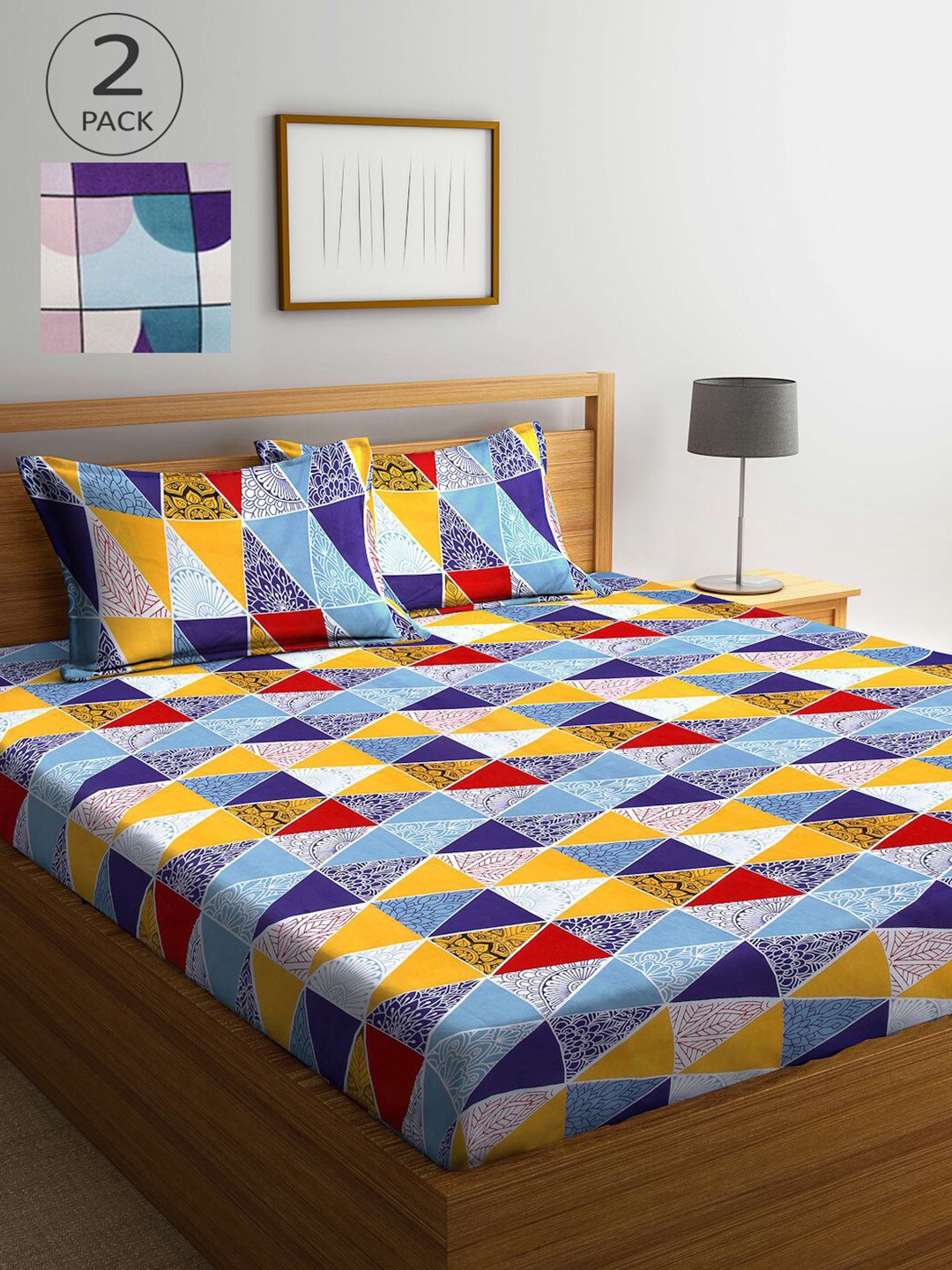 

KLOTTHE Set Of 2 210TC Double King Bedsheets With 4 Pillow Covers, Purple