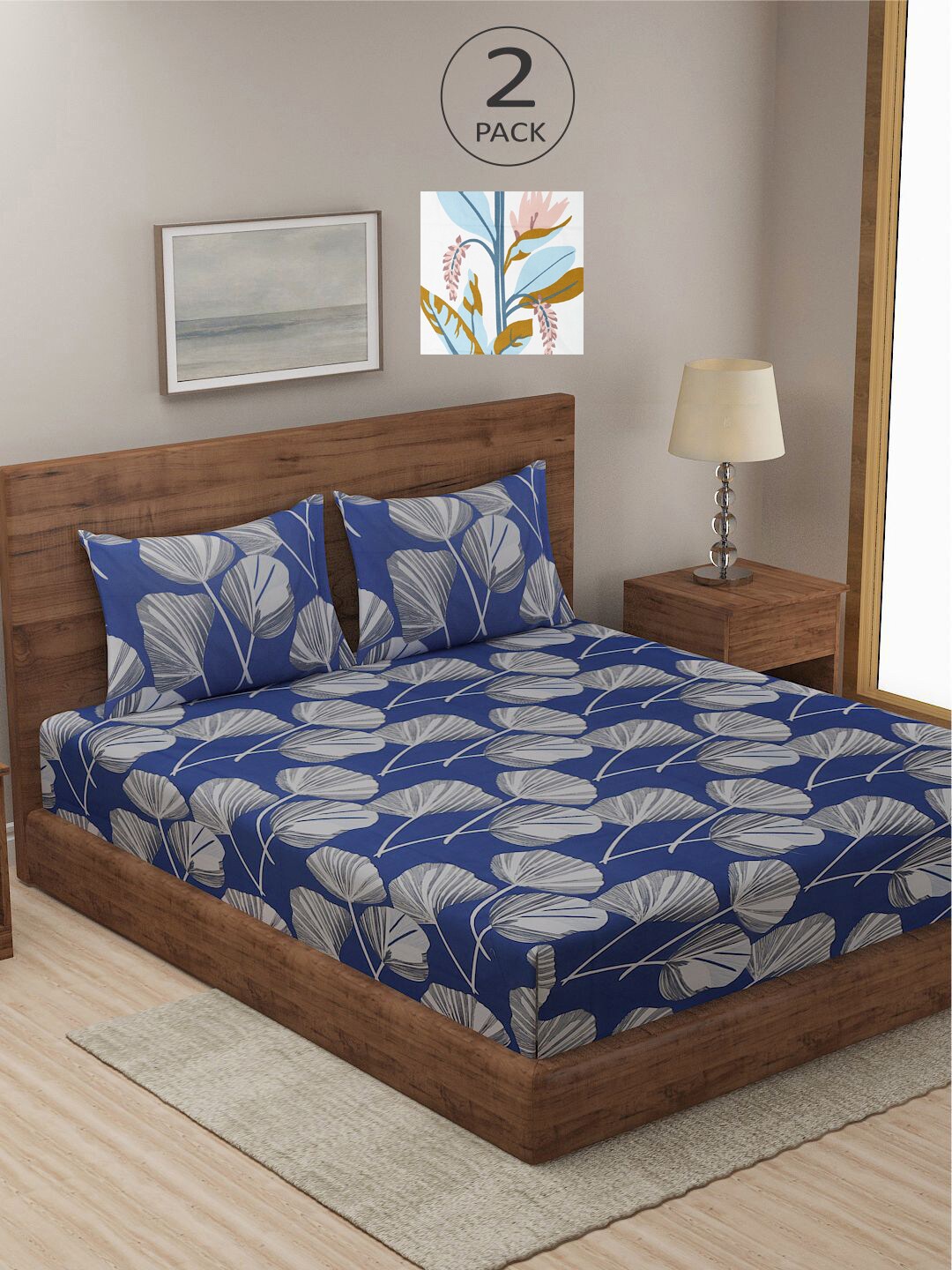 

KLOTTHE Multicoloured Printed 210 TC 2 King Bedsheet with 4 Pillow Covers, Multi