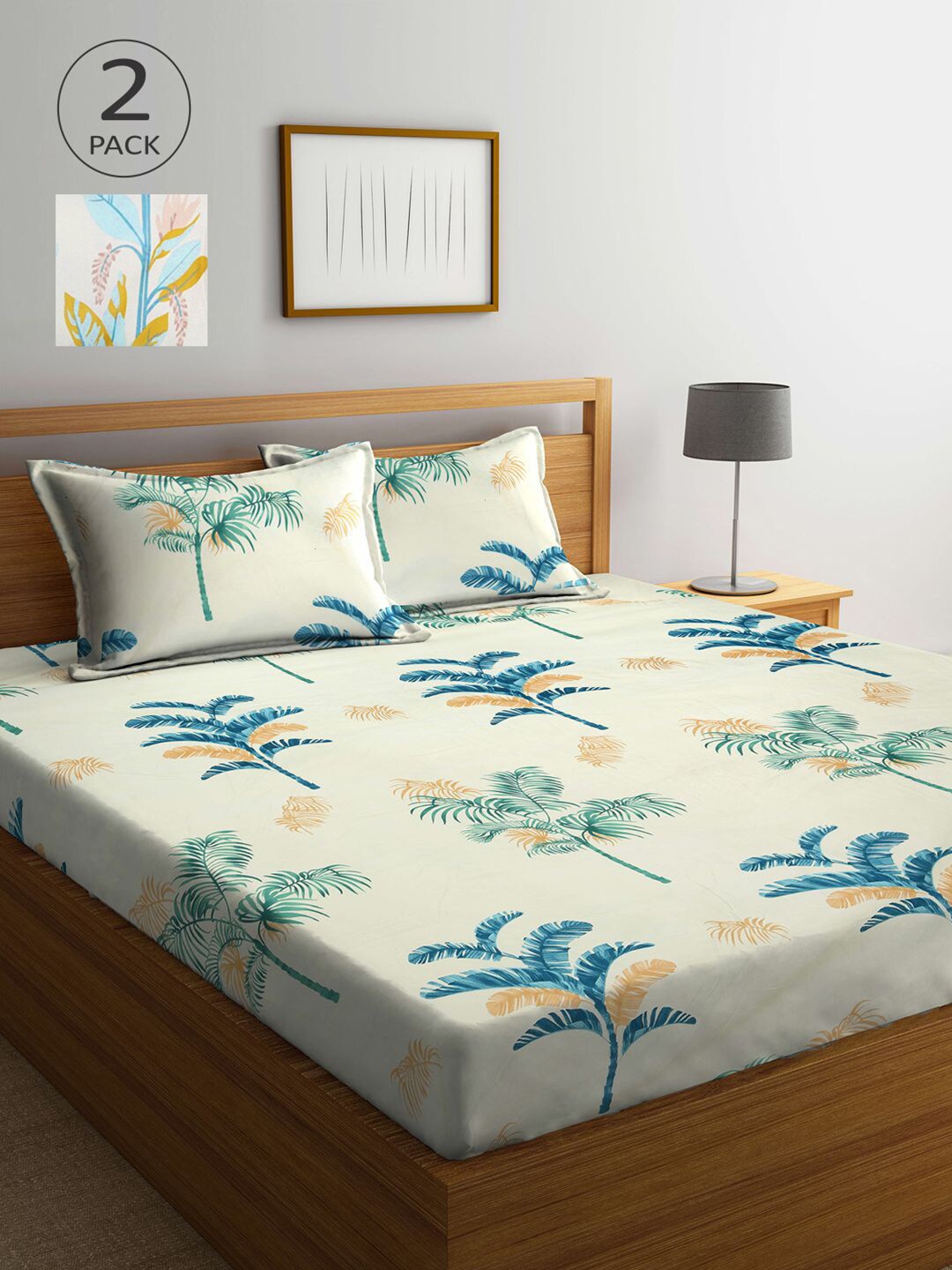 

KLOTTHE Pack Of 2 210 TC Cotton 2 King Bedsheet with 4 Pillow Covers, Multi