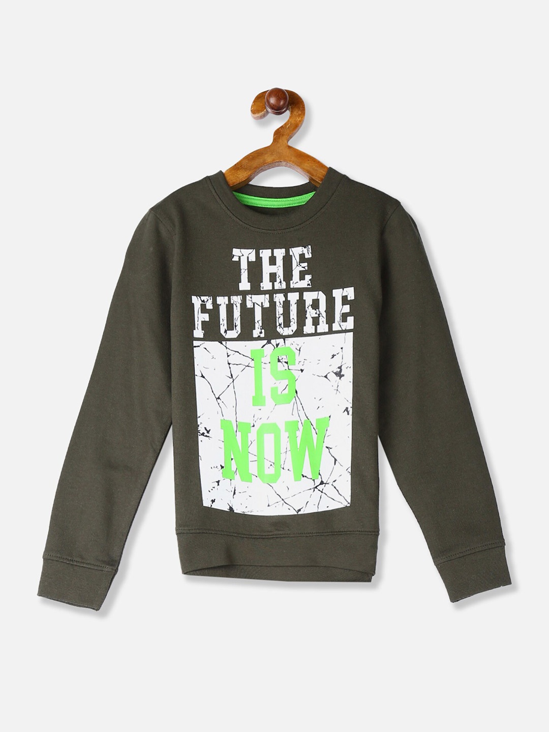 

Cherokee Boys Green & White Printed Cotton Sweatshirt