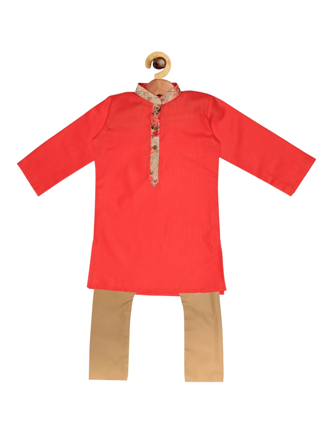 

SOULFULLY INDIAN Boys Orange Embroidered Regular Pure Cotton Kurta with Pyjamas