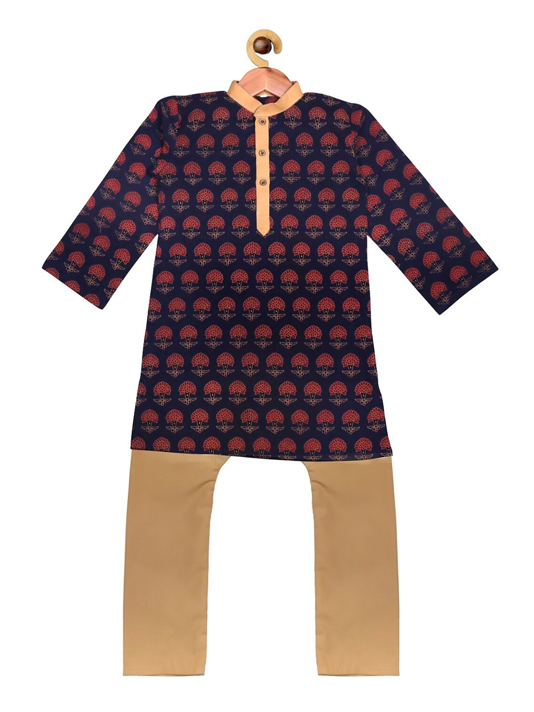 

SOULFULLY INDIAN Boys Blue Printed Regular Kurta with Churidar