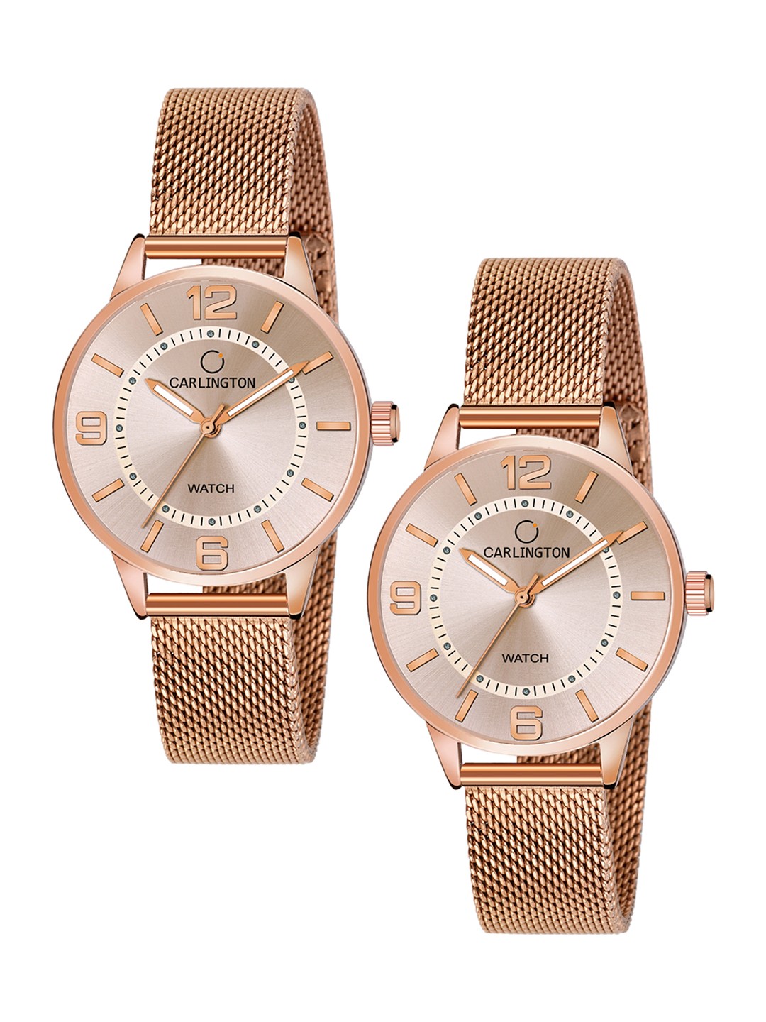 

CARLINGTON Women Set of 2 Stainless Steel Bracelet Straps Analogue Watches CT2002, Multi