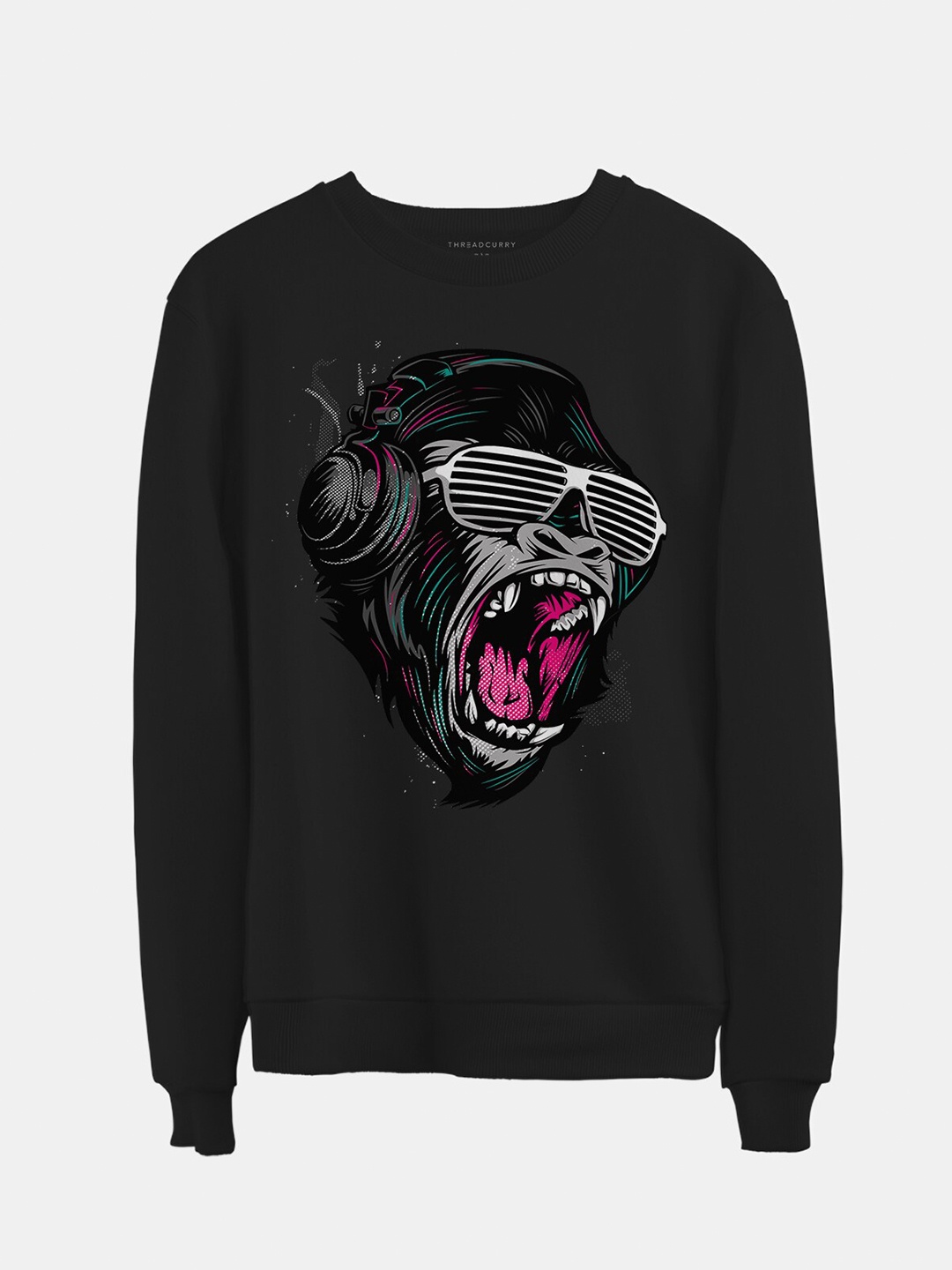 

THREADCURRY Kids Black & Pink Printed Cotton Sweatshirt