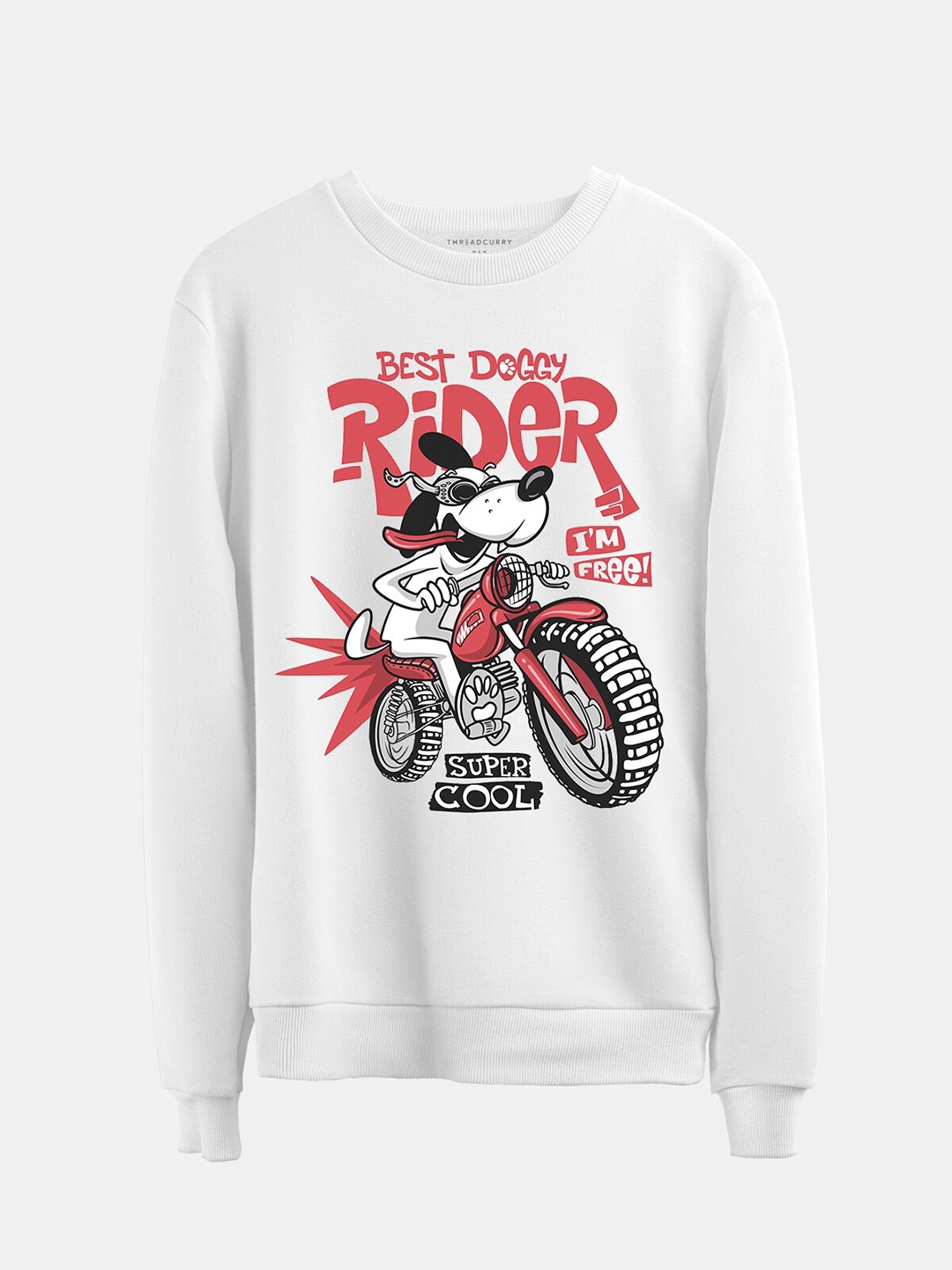 

THREADCURRY Kids White & Red Printed Cotton Sweatshirt