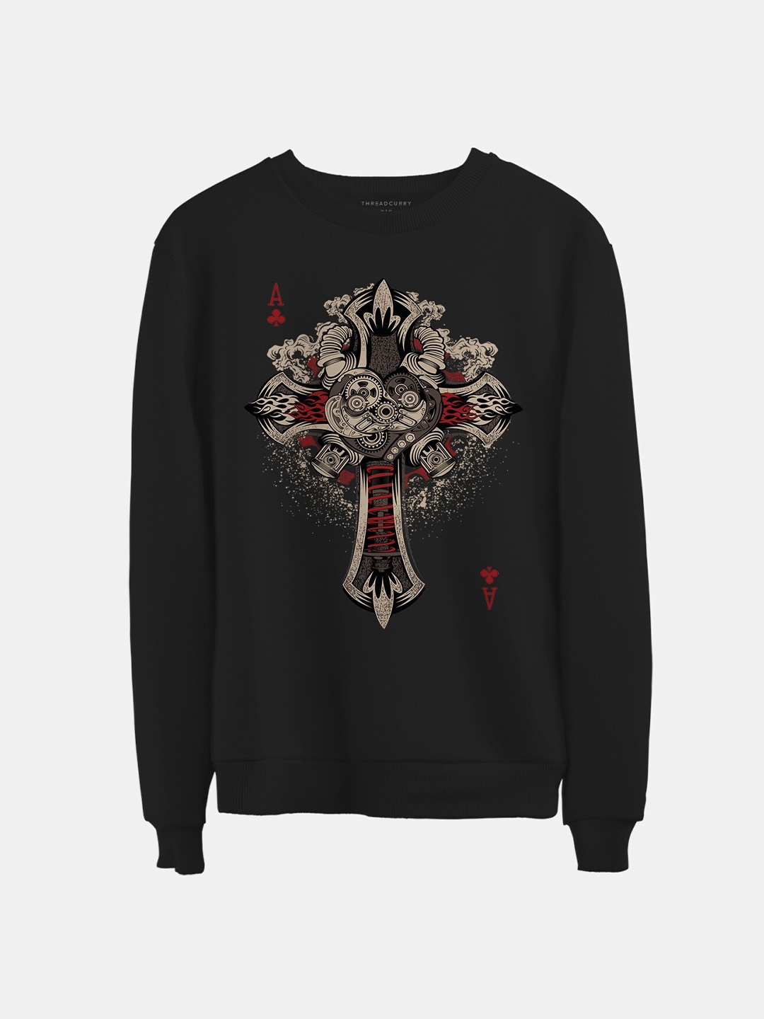 

THREADCURRY Unisex Kids Black Printed Sweatshirt