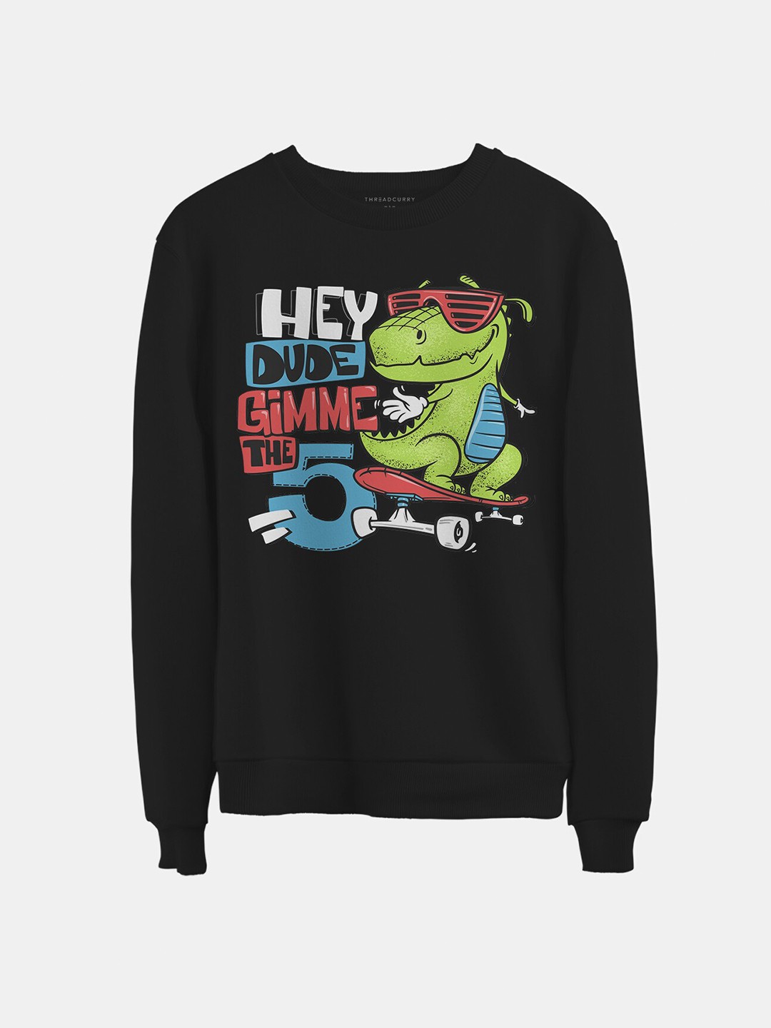 

THREADCURRY Unisex Kids Black Printed Sweatshirt