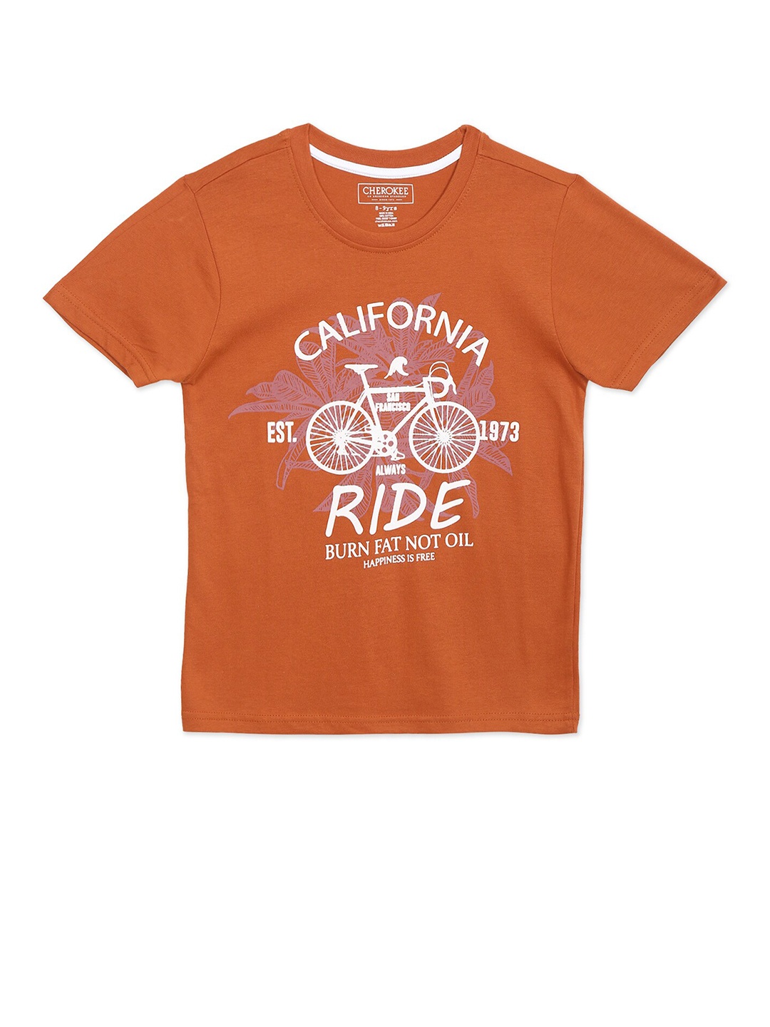 

Cherokee Boys Orange Typography Printed T-shirt