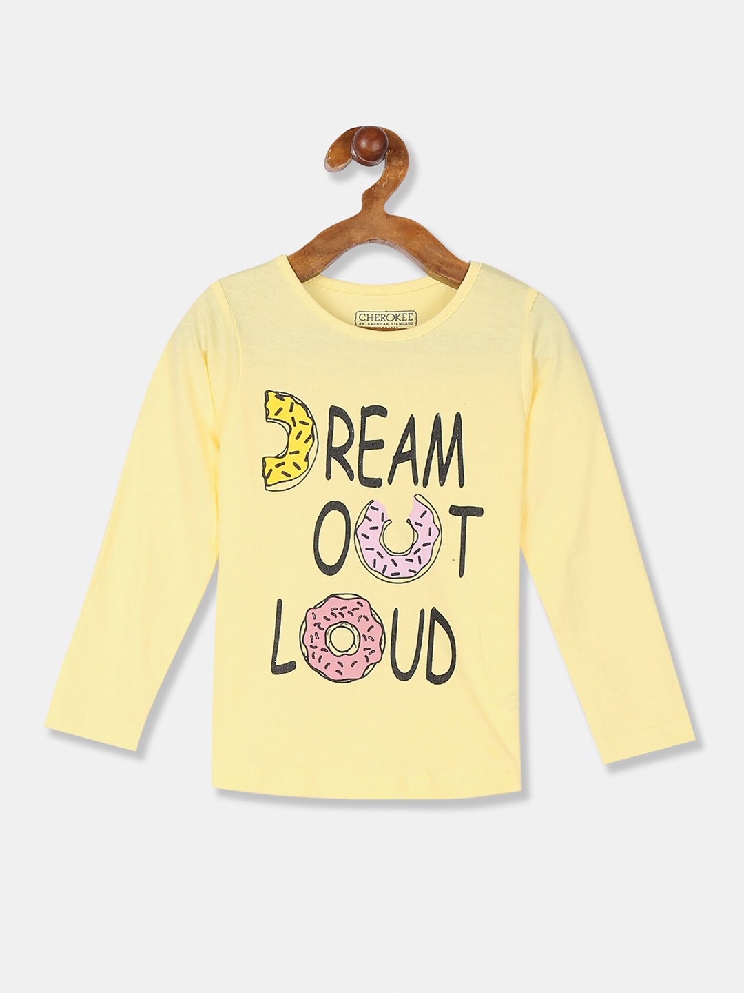 

Cherokee Girls Yellow Typography Printed T-shirt