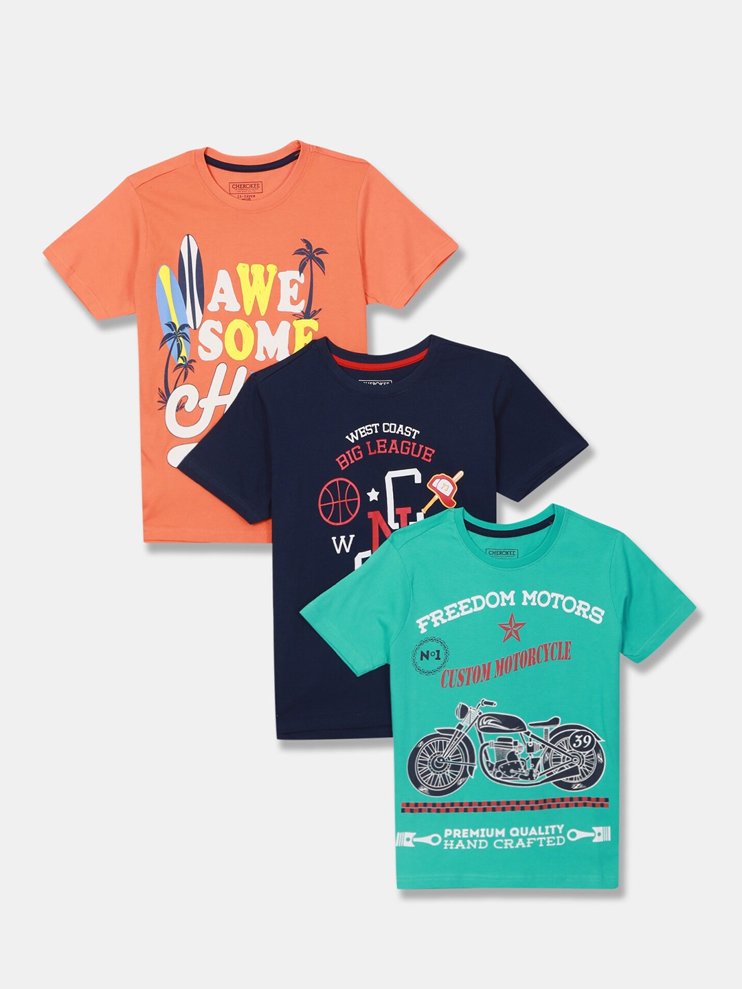 

Cherokee Boys Pack of 3 Assorted Printed Pure Cotton T-shirts