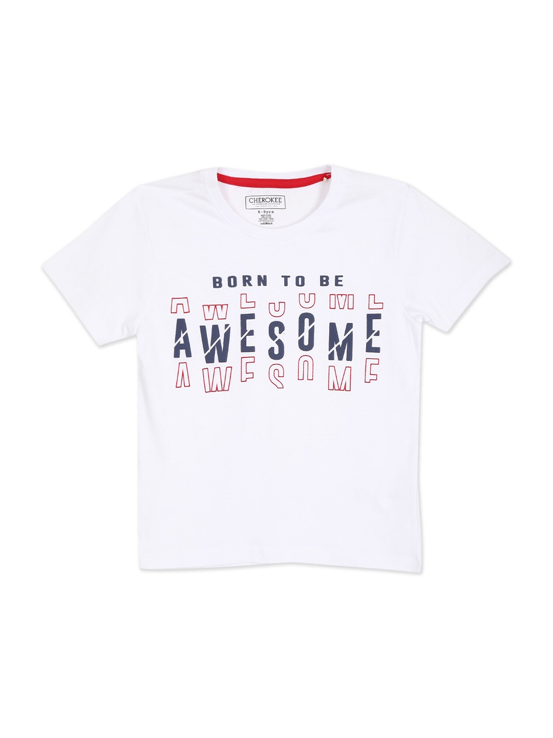 

Cherokee Boys White & Black Printed Pure Cotton T-shirt